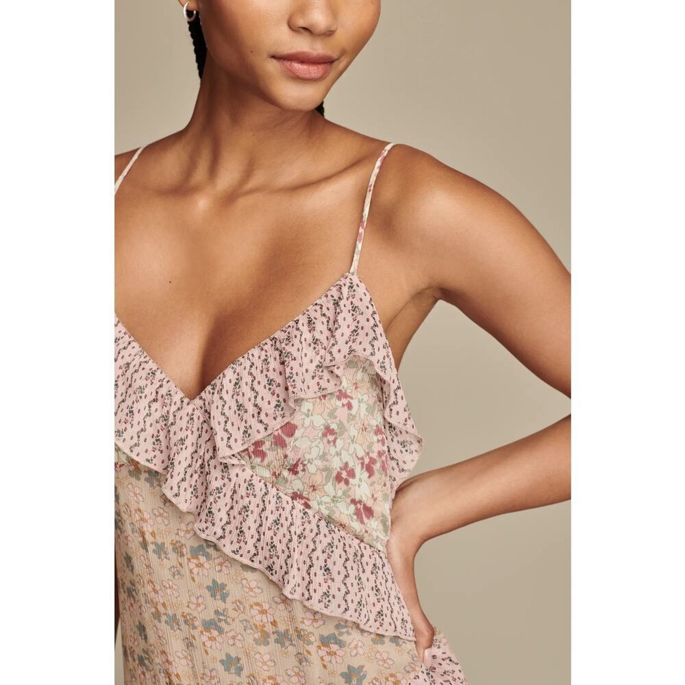 .nwt Lucky Brand Print Mix Ruffle Midi Dress Floral Fairy Coastal Cowgirl Small - Picture 8 of 8